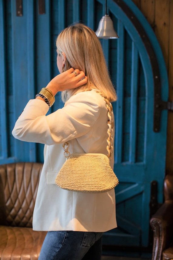 Cadeau de Noel pour elle pochette en raphia sac a main en paille pochette en raphia pour femme sac de mariage d ete cadeau fait main pour elle Etsy France