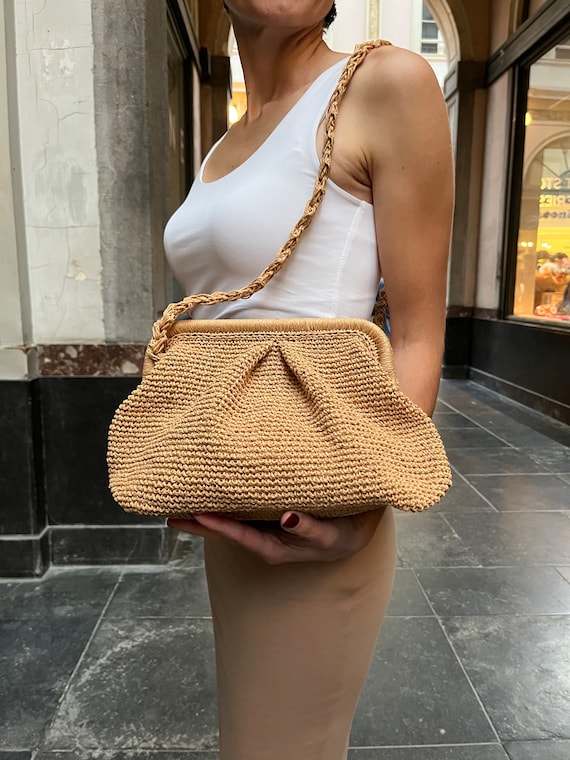 Raffia Clutch Bag Sac Pochette Raphia Raffia Pouch Bag, Straw