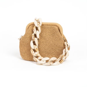 Straw dumpling bag, Raffia purse bag, Summer wedding bag, Straw clutch purse bag, Handmade gift for her