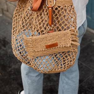 straw mesh tote bag, raffia beach bag