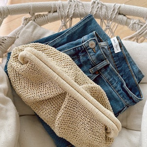 Straw clutch purse bag, raffia bag
