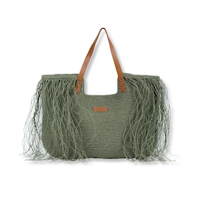 Stroh Strandtasche, Raffia Einkaufstasche, Oversize Strandtasche aus Bast, Sommer Schultertasche mit Fransen, handgemachtes Geschenk für Frauen