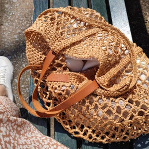 Beach bag, Straw mesh beach bag