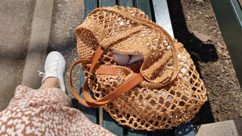 Beach bag, Straw mesh beach bag