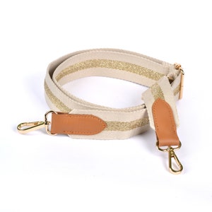 Adjustable Fabric Bag Strap: Gold Lurex Cotton Crossbody Purse Strap