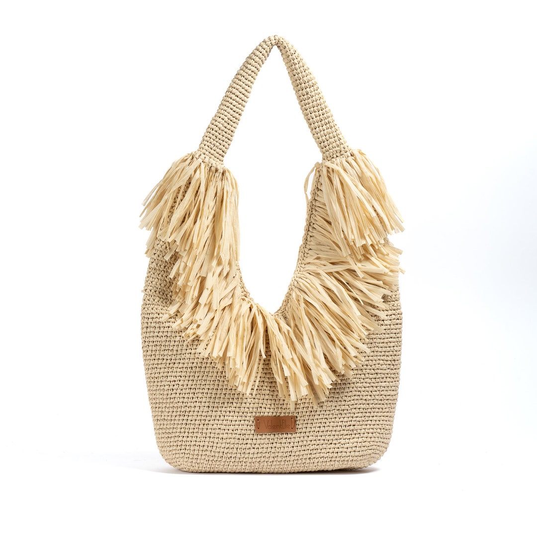 バッグ 24ss DESCENDANT CETUS RAFFIA BAG BEIGE Raffia Tote Bag, Straw Beige Beach Bag, Raffia Beach Bag