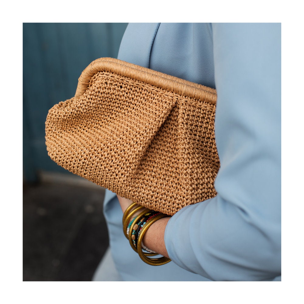 Raffia summer purse bag, Large straw clutch bag, Straw beach bag, Wedding pouch bag, Gift for Handmade