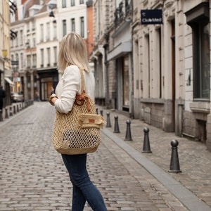 straw mesh tote bag, raffia beach bag