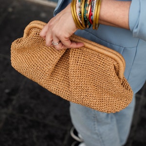 Straw clutch purse bag, raffia bag
