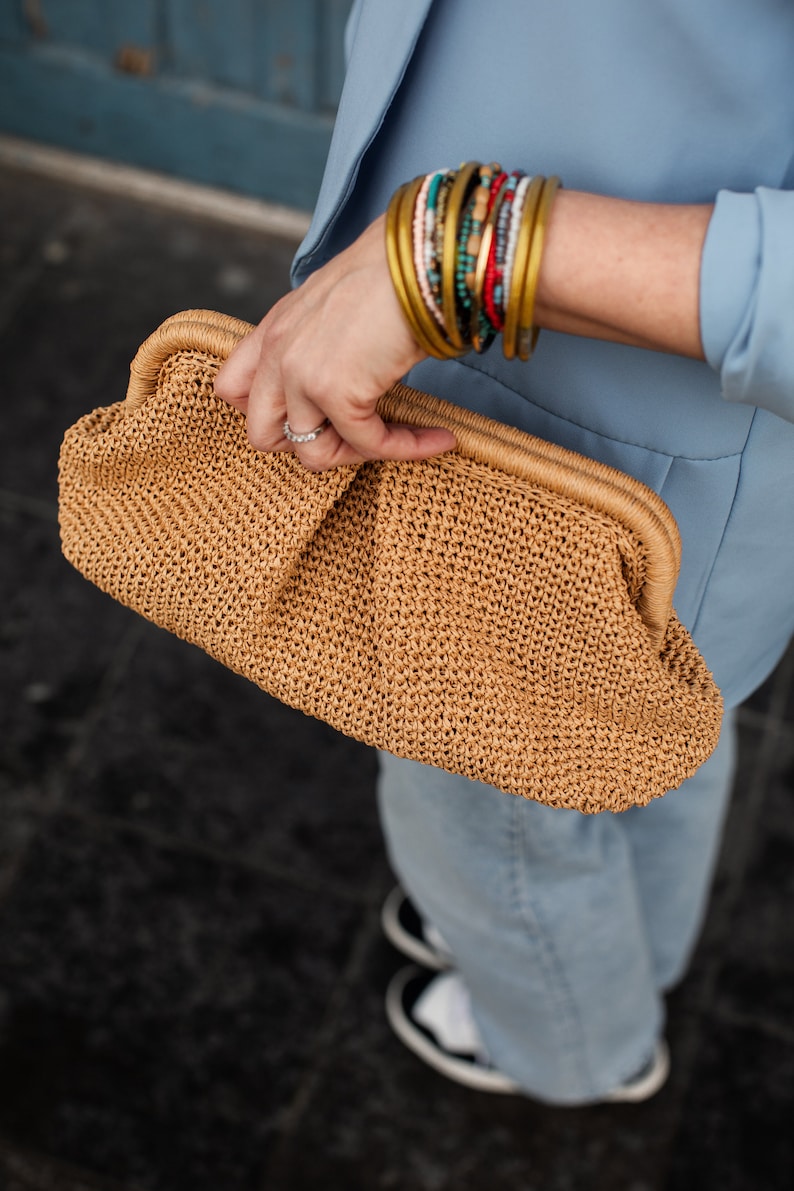 Straw clutch purse bag, raffia bag