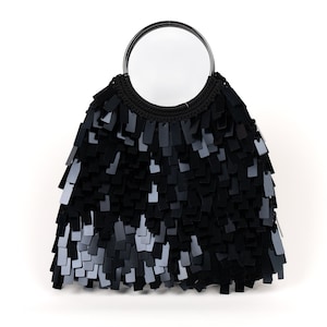 Sac à paillettes, sac de soirée à paillettes noires, sac pour femme Lux, sac à main de soirée avec poignée en métal, cadeau fait main pour elle