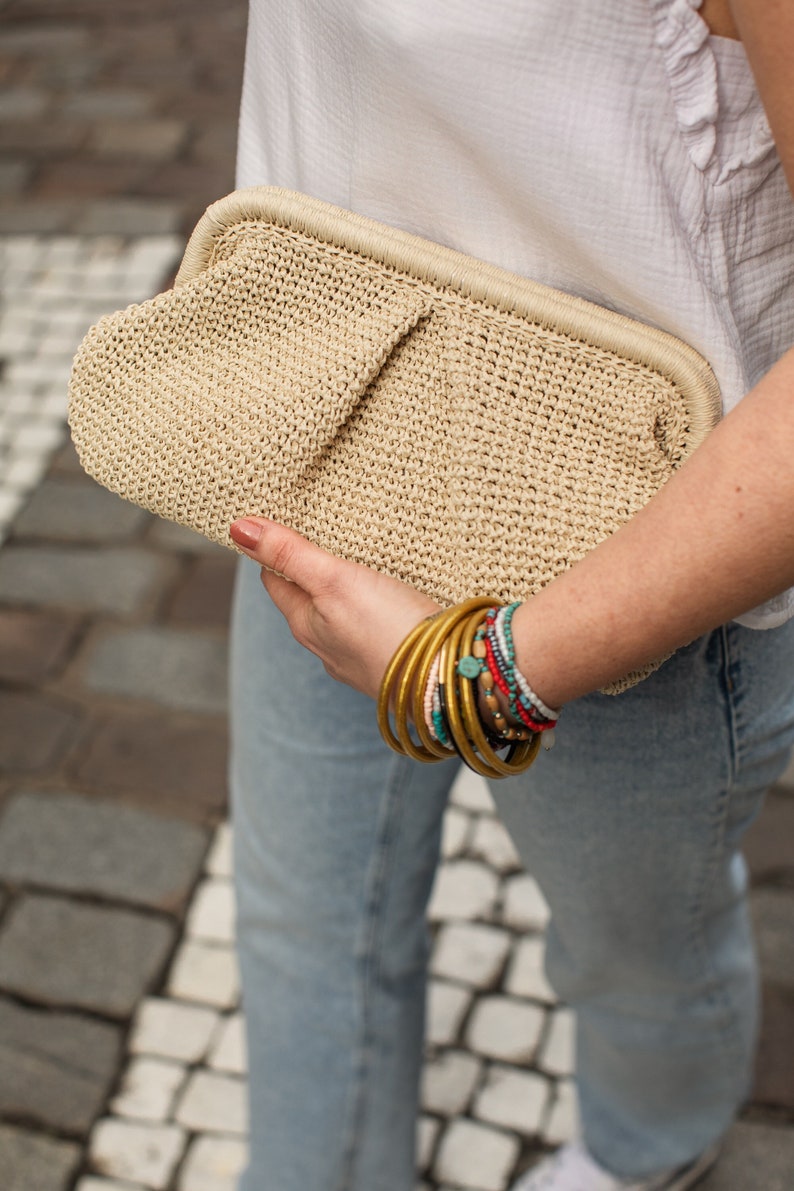 Straw clutch purse bag, raffia bag