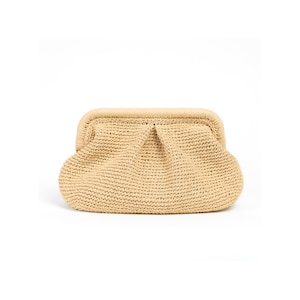 Summer wedding bag, Straw clutch pouch bag, Summer raffia bag, Handmade gift for her