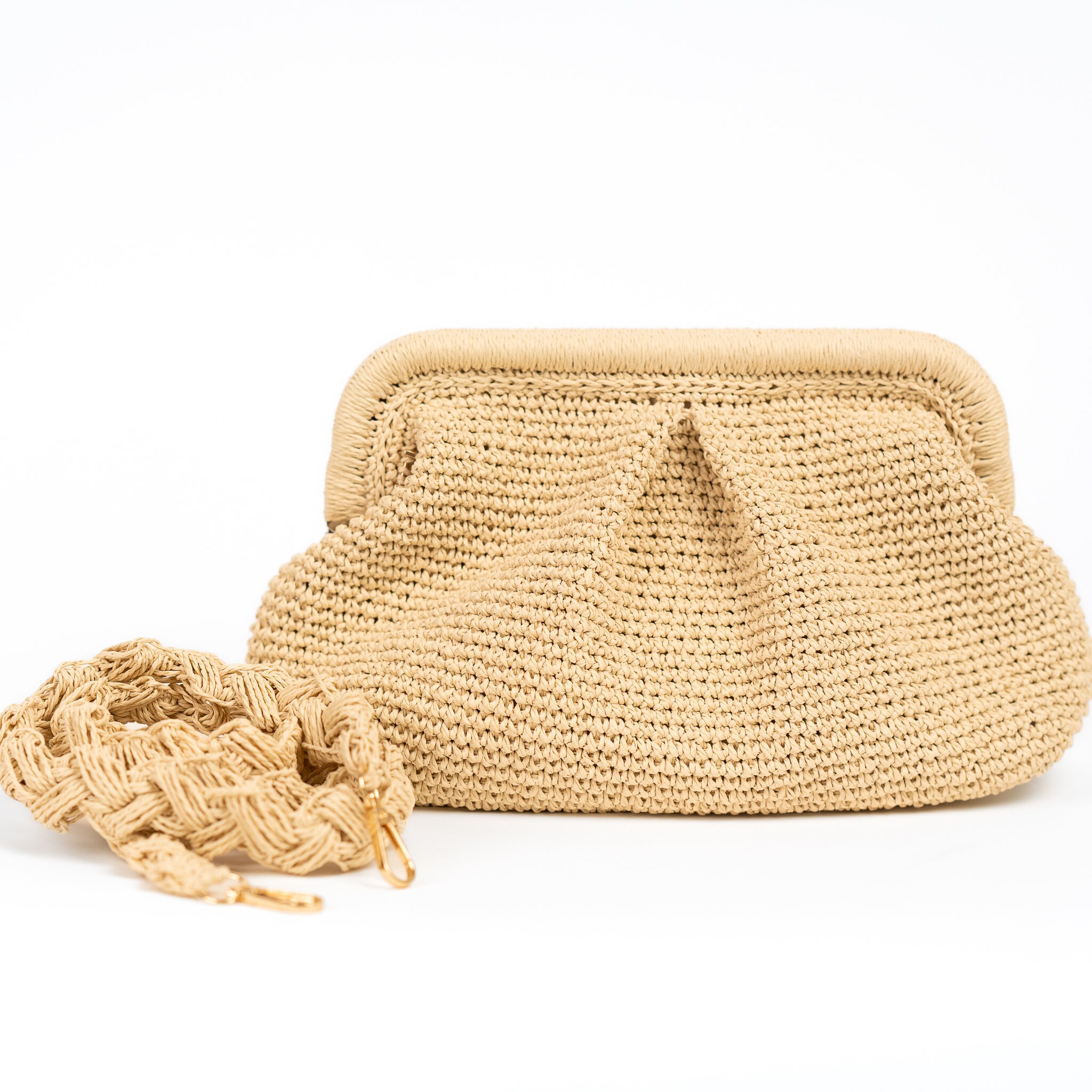 Raffia Summer Dumpling Bag Large Straw Clutch Purse Bag Straw