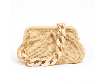 Summer raffia bag, Summer wedding bag, Straw beach bag, Raffia wedding purse, Handmade gift for her