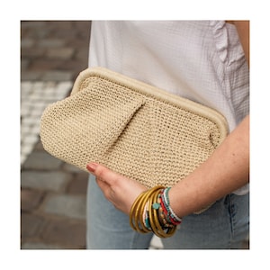 Straw clutch bag for women, Raffia summer bag, Summer wedding bag, Wedding pouch bag, Gift for Handmade
