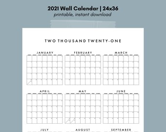 Printable Wall Calendar 24x36 Poster Etsy