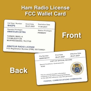 Full Color Ham Radio FCC License Wallet Card - Plastic Wallet Card (PVC)