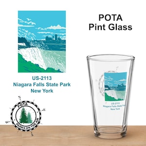 Niagra Falls State Park, Parks On The Air Pint Glass Collectors Series POTA Glass Ham Radio / Amateur Radio