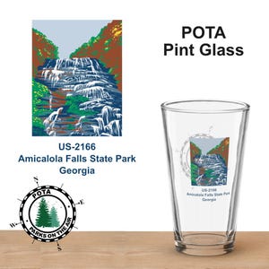Amicalola Falls State Park, Parks On The Air Pint Glass Collectors Series POTA Glass Ham Radio / Amateur Radio