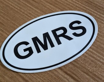 3" x 5" Euro-Style GMRS Sticker –  Black Letters