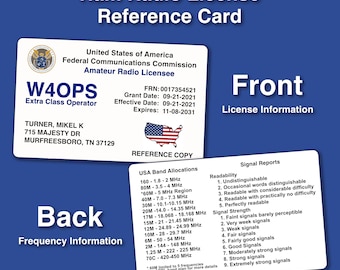 Full-Color Ham Radio Reference Card - Plastic Wallet Card (PVC)