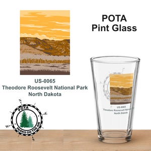 Theodore Roosevelt National Park, Parks On The Air Pint Glass Collectors Series POTA Glass Ham Radio / Amateur Radio