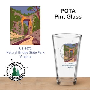 Natural Bridge State Park, Parks On The Air Pint Glass Collectors Series POTA Glass Ham Radio / Amateur Radio