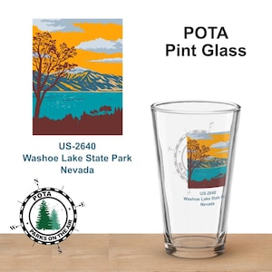 Washoe Lake State Park, Parks On The Air Pint Glass Collectors Series POTA Glass Ham Radio / Amateur Radio