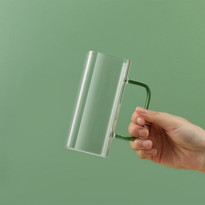 Square Glass Cup With Colored Handle Espresso Coffee Tea Etsy