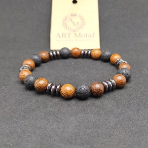 Wooden beaded mens bracelet, Simple everyday bracelet, Cool Unique Bracelet Men, Healing Bracelet Man, Gemstone Bracelet 8mm, HANDMADE