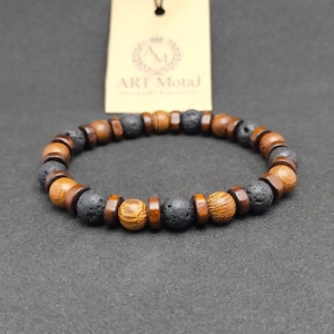 Wooden beaded mens bracelet, Simple everyday bracelet, Cool Unique Bracelet Men, Healing Bracelet Man, Gemstone Bracelet 8mm, HANDMADE