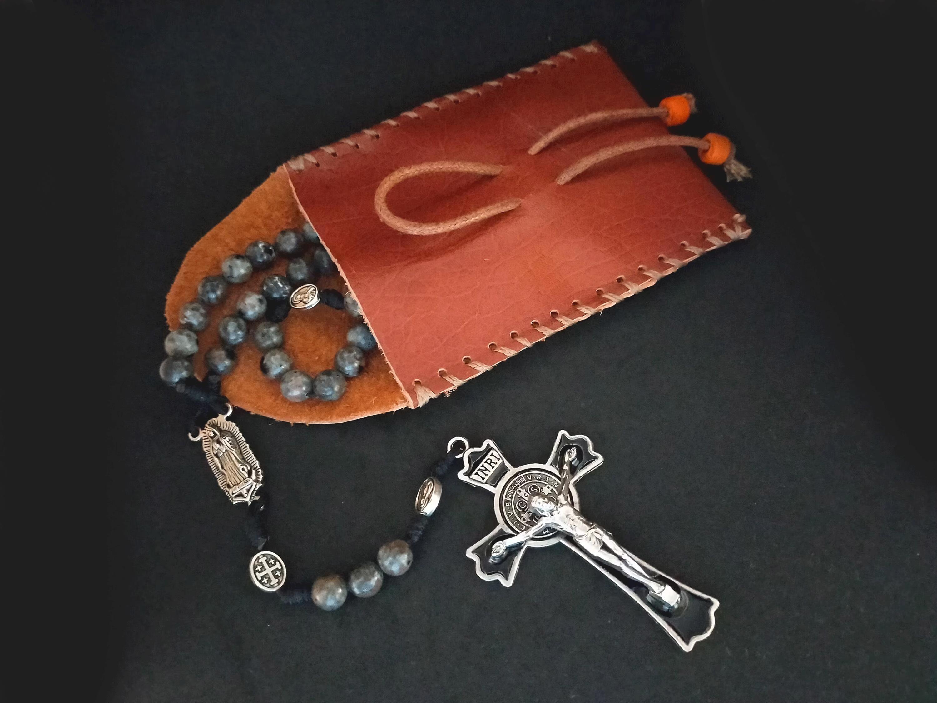 ブラックオニキスのロザリオ、タイガーアイのアクセント、聖