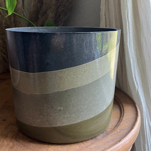10 Inch Pot Sage Green Planter Cylinder Large Pot Moss Etsy