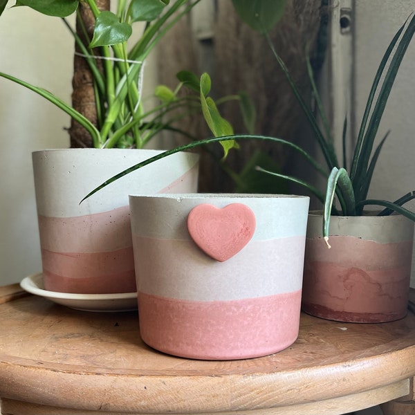 8 inch pot - pink pot - pink planter - large planter - planter pot - indoor planter - concrete planter - succulent planter - house plant pot