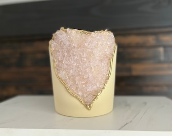 6 inch pot - geode pot - geode planter - pink geode - pink pot - cream pot - concrete pot - valentines gift - gift for her