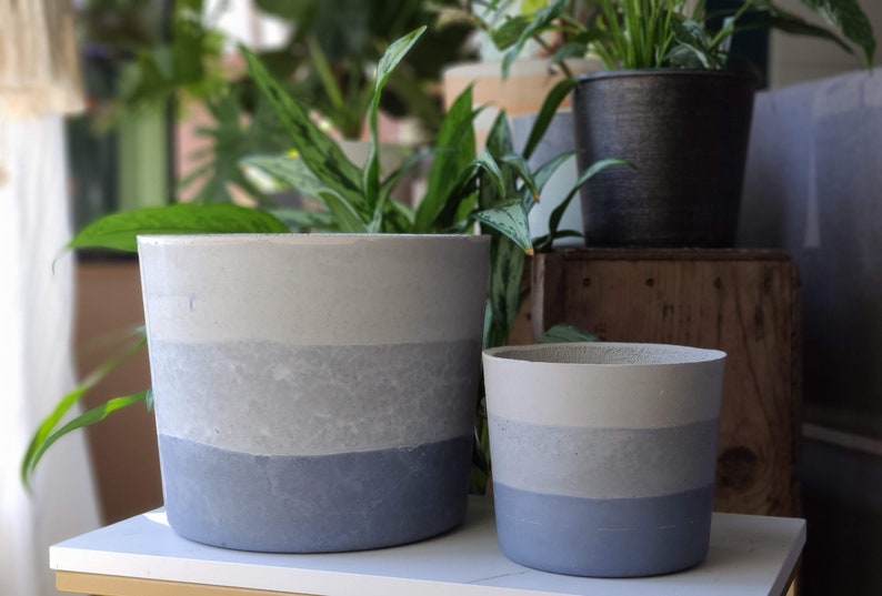 8 inch pot 8 inch planter cylinder 8 pot rustic pot modern pot cast stone pot pastel pot round pot pottery pot image 9