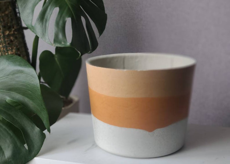 8 inch pot 8 inch planter cylinder 8 pot rustic pot modern pot cast stone pot pastel pot round pot pottery pot image 4