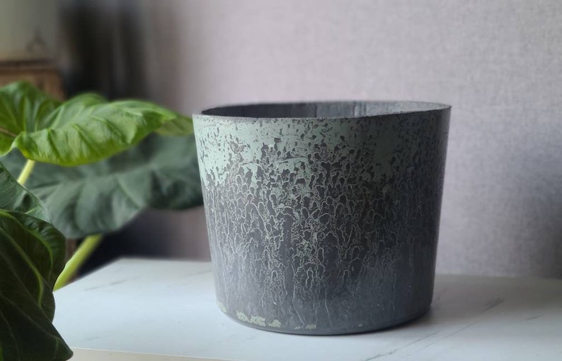 8 inch pot Dark Mermaid turquoise pot dark gray pot indoor planter house plant planter cylinder pot succulent pot outdoor pot image 1
