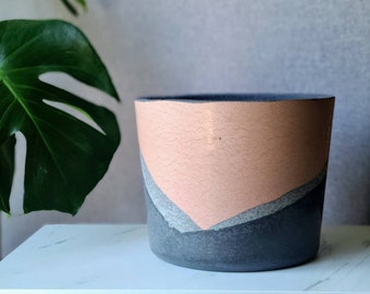 8 inch pot - 8 inch planter - black and pink - cylinder - round pot - succulent pot - cactus pot - gift for her - black pot - pink pot