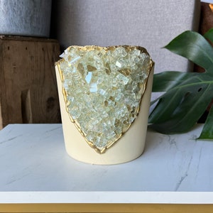 6 inch Geode pot - concrete pot - hand painted pot - stone pot - crystal pot - planter pot - cylinder pot - white pot - cast stone pot