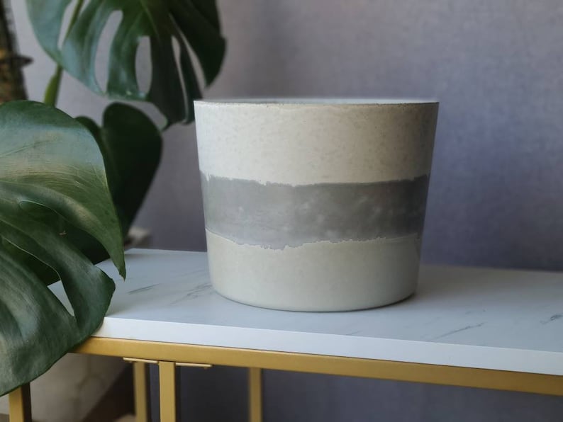 8 inch pot 8 inch planter cylinder 8 pot rustic pot modern pot cast stone pot pastel pot round pot pottery pot image 5