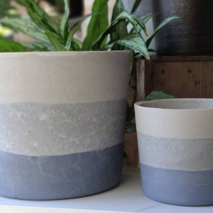 8 inch pot - dark blue - large pot - succulent pot - house plant pot - concrete pot - light blue - large cylinder pot - cactus pot - plant
