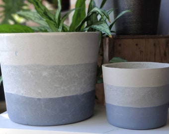 8 inch pot - dark blue - large pot - succulent pot - house plant pot - concrete pot - light blue - large cylinder pot - cactus pot - plant