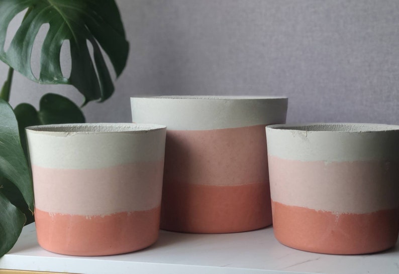 8 inch pot 8 inch planter cylinder 8 pot rustic pot modern pot cast stone pot pastel pot round pot pottery pot image 6