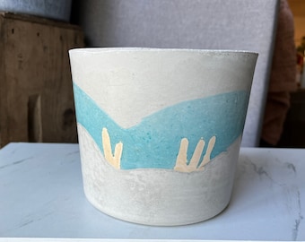 6 inch pot - cactus pot - teal pot - succulent pot - house plant pot - indoor pot - planter - gift for her - gift for him - mountain pot