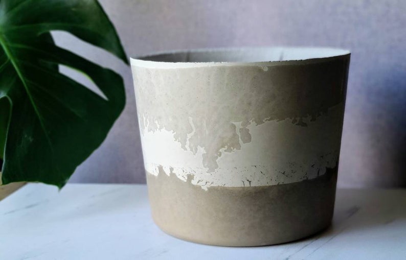 8 inch pot 8 inch planter cylinder 8 pot rustic pot modern pot cast stone pot pastel pot round pot pottery pot image 7
