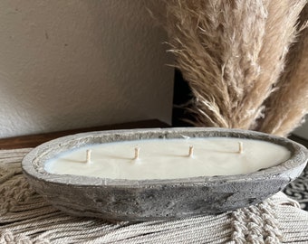 Dough bowl candle  - 4 wick concrete bowl candle - candle - bread bowl candle - pure soy candle - scented candle  - handpoured