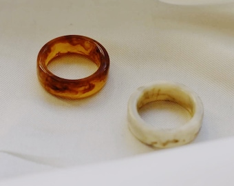 Resin Plastic Ring - Chunky Plastic Rings - Acrilyc Ring - TikTok Ring - Beige Plastic Ring - Ivory Resin Ring