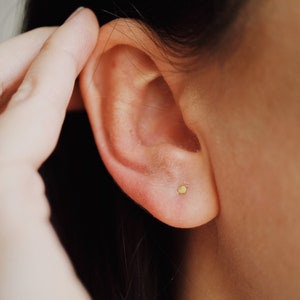Circle Stud Earrings, 925 Sterling Silver 2mm 3mm 4mm, Minimalist Disc Studs, Tiny Circles, Waterproof Studs